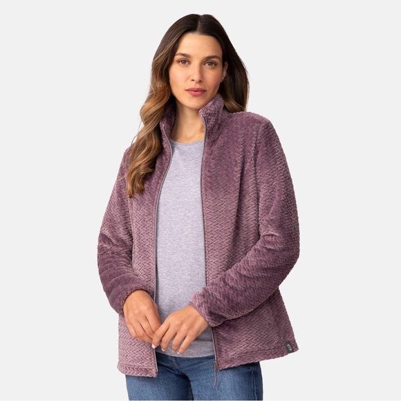 Free Country Cable Braided Butter Pile Mauve Soft Full Zip Jacket Size S - Picture 4 of 10